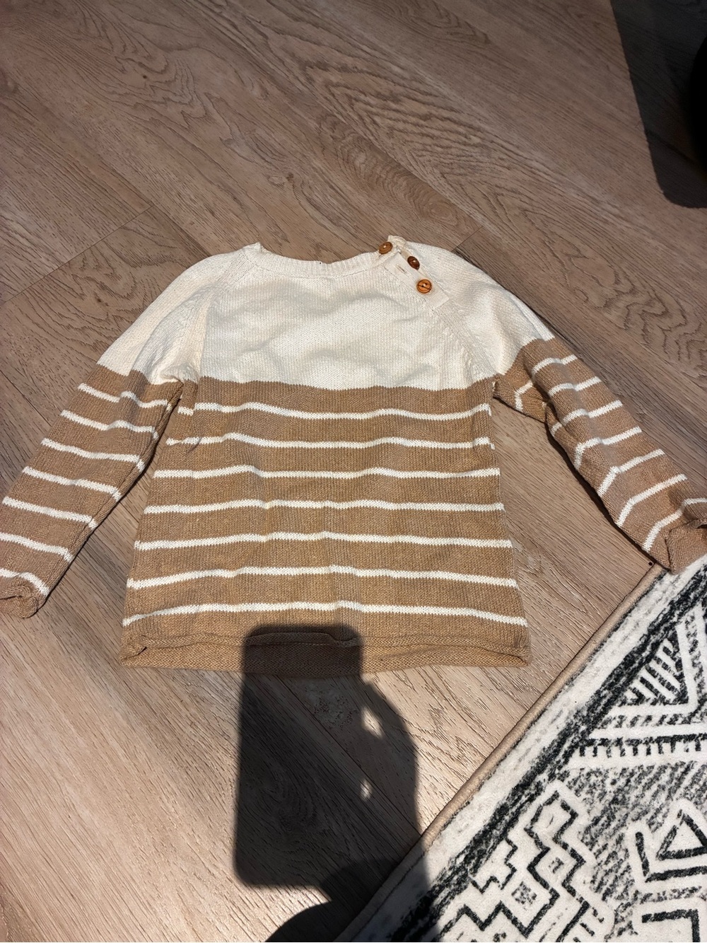 Zara baby Cream and Tan Striped Button-Shoulder Sweater